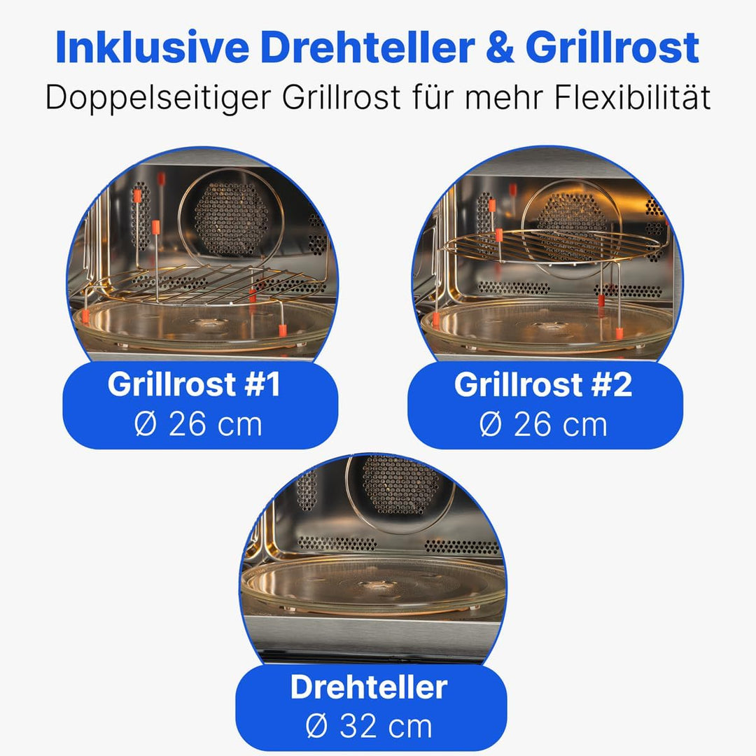 Bomann® Einbaumikrowelle mit Grill und Heissluft | 60cm | 900W Mikrowelle | 1100W Grill | 2500W Heis