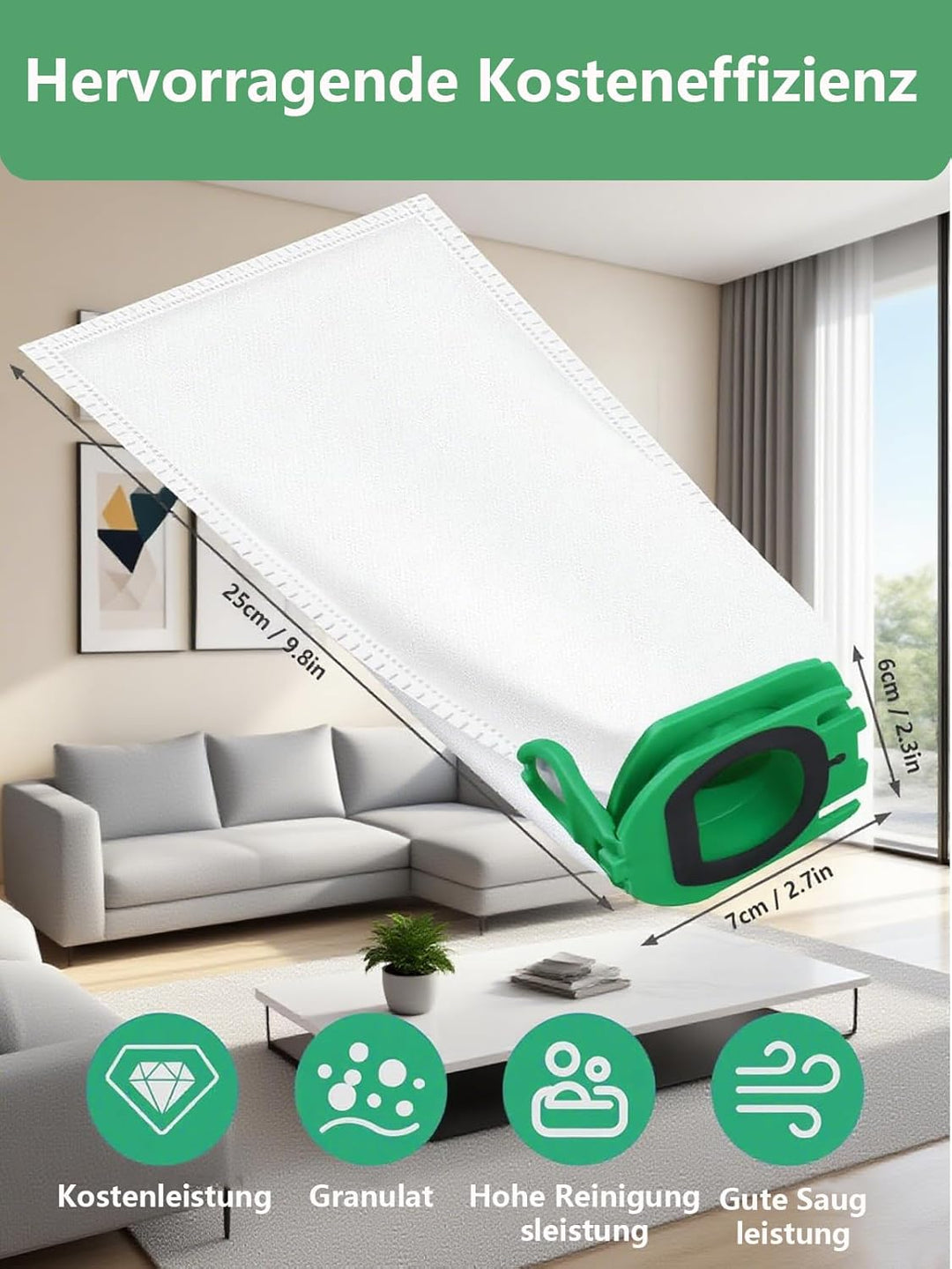 XIANGBIN 12 Stück Staubsaugerbeutel für Vorwerk Kobold VB100 Filtertüten Ersatz Beutel Zubehör Staub