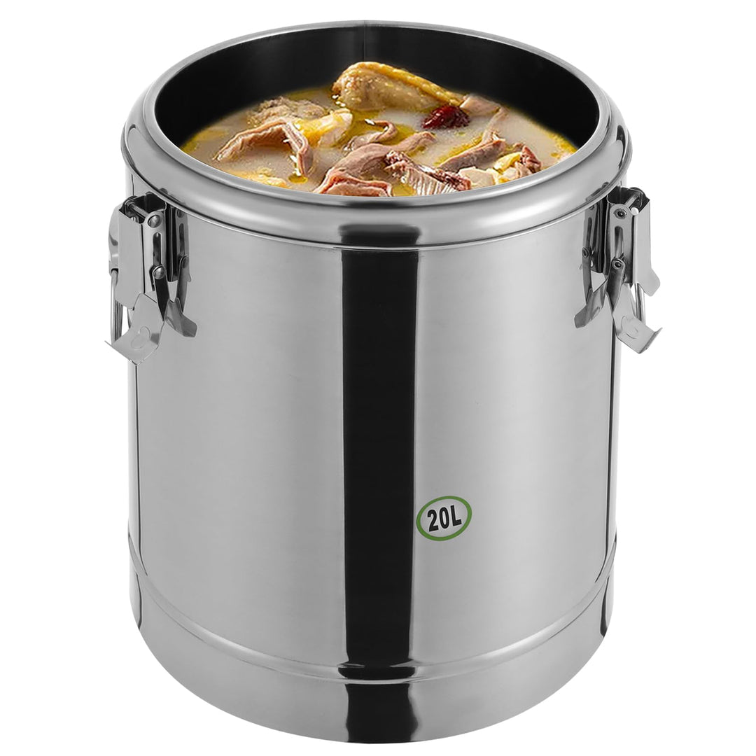 20L Thermobehälter für Essen Edelstahl Solierter Suppenbehälter mit Deckel Griffe Grosser Thermotran
