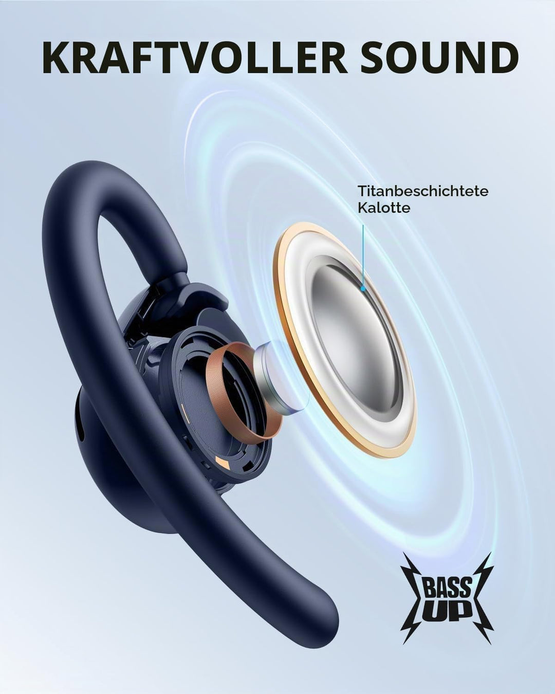 soundcore Anker V20i Open-Ear Headphones, Adjustable Ear Hooks, Noise-Free Calls, IP55, LED, 36 Hour