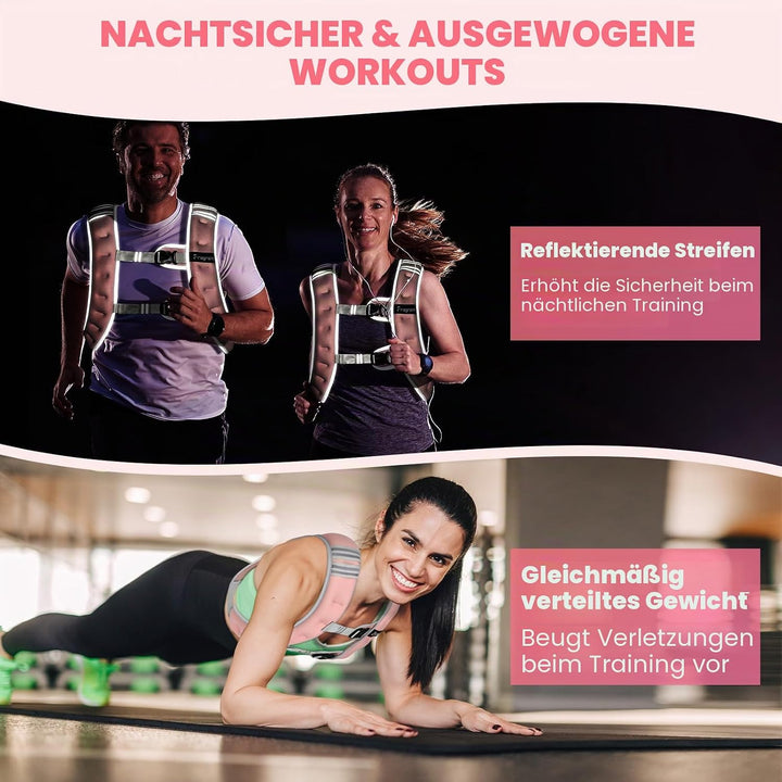Fragraim Gewichtsweste, 6 kg/8 kg/10 kg/12 kg/16 kg Gewichtsweste für Frauen Herren mit reflektieren
