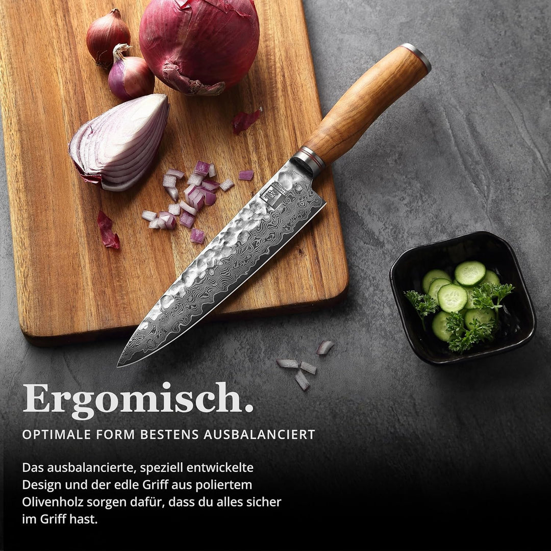 zayiko Minami Premium Guyto Chefmesser mit 20 cm Klinge gefertigt aus 67 Lagen echtem Damaststahl mi