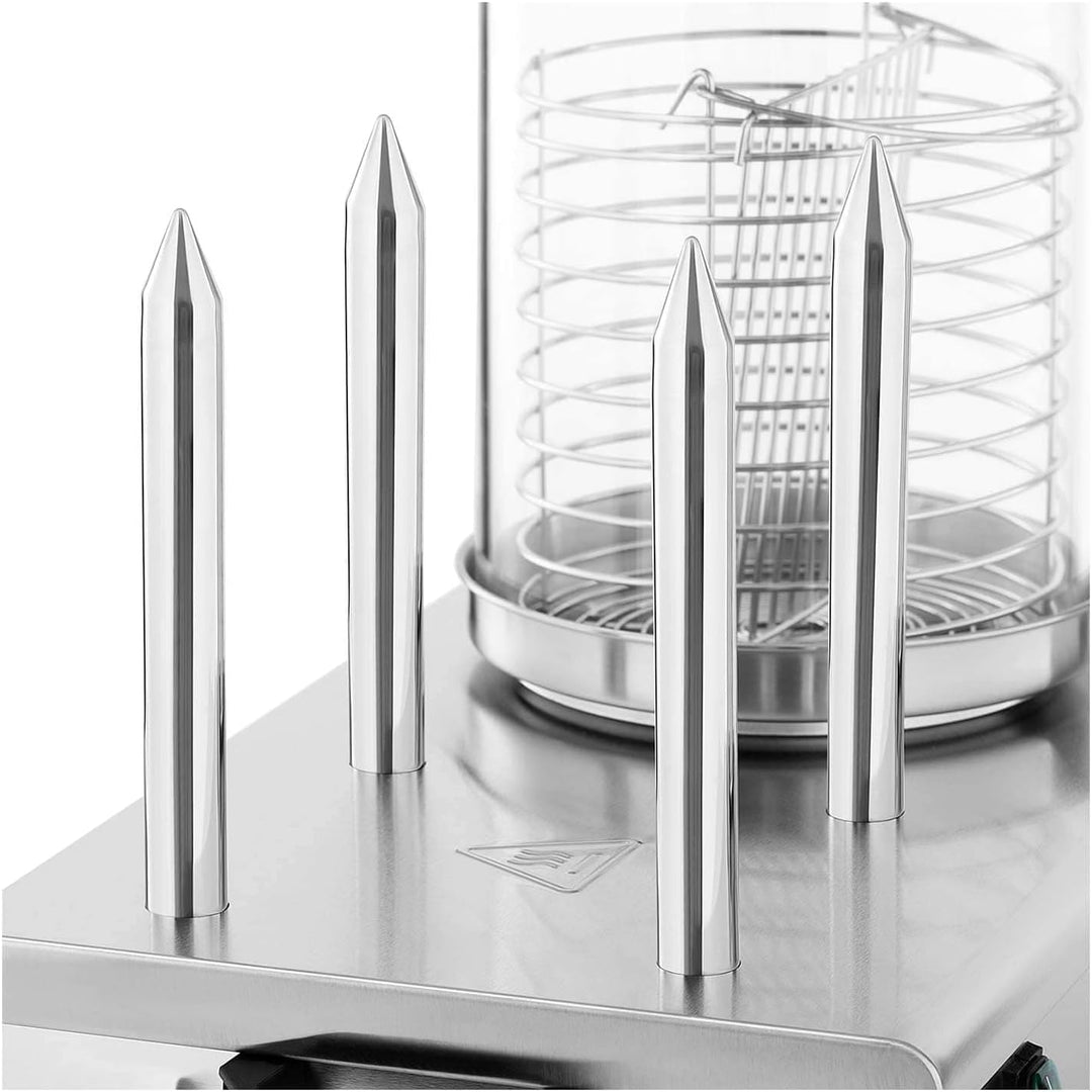 Royal Catering RCPHW 650 Hot-Dog-Maker 650 W 4 Heizspiesse Hot Dog Wärmer Hot Dog Maschine Bockwurst