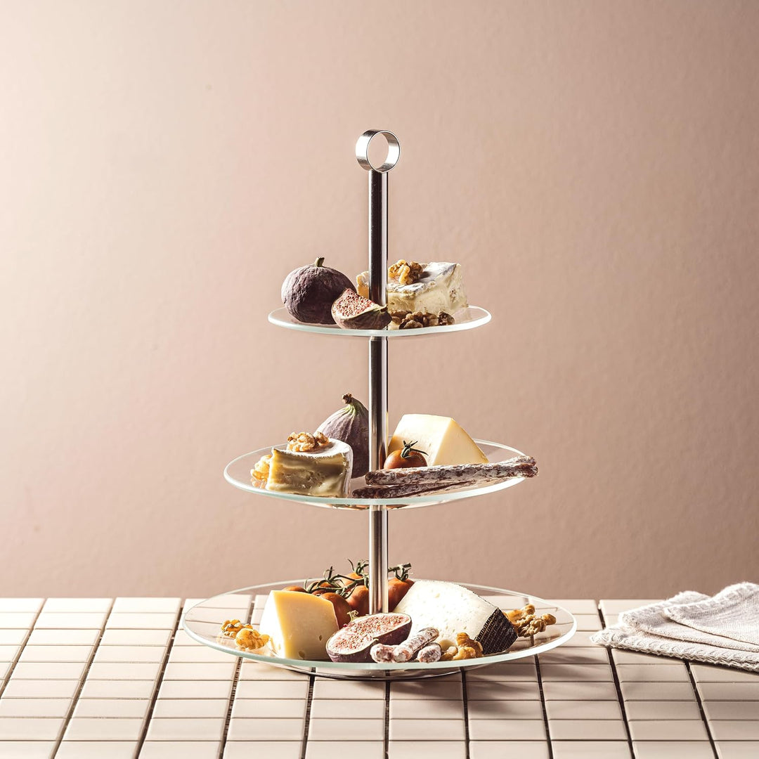 LEONARDO HOME CENA Etagere • 1 Stück • Moderne Glasetagere • für Kuchen und Häppchen • elegante Etag