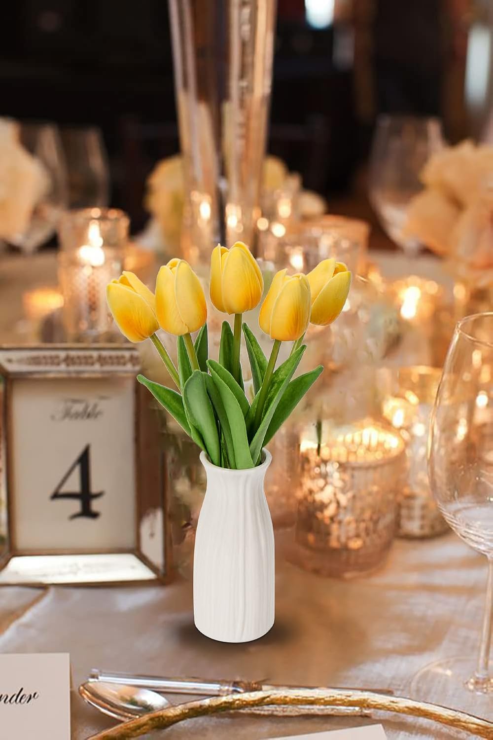 Kunstblumen Künstliche Tulpen Blumen Wie Echt Real Touch Tulpen, Höhe 30 cm, mit Vase aus Keramik, D