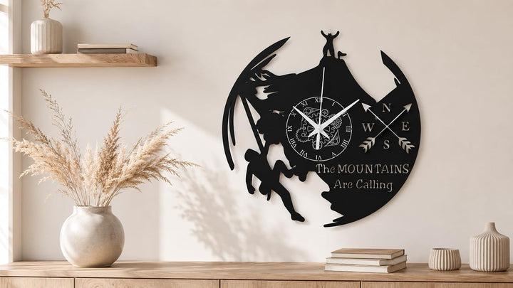 Instant Karma Clocks Wanduhr aus Vinyl Klettern Bergsteigen Hiking