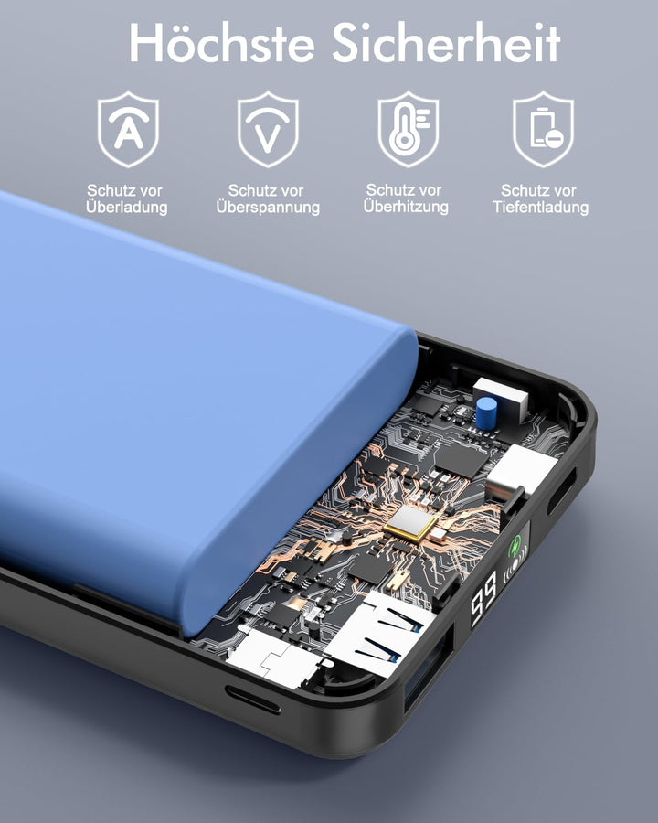 Podoru Powerbank für Magsafe, 10000mAh Faltbarer Powerbank iPhone, Magnetische Wireless Power Bank m