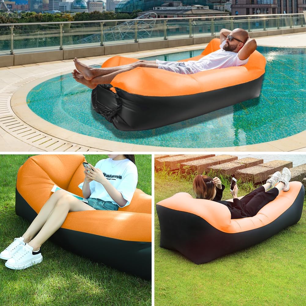 Gohytal Aufblasbares Sofa, 230×70cm Wasserdichtes Luftsofa Outdoor Tragbares Aufblasbar Luft Sofa Co