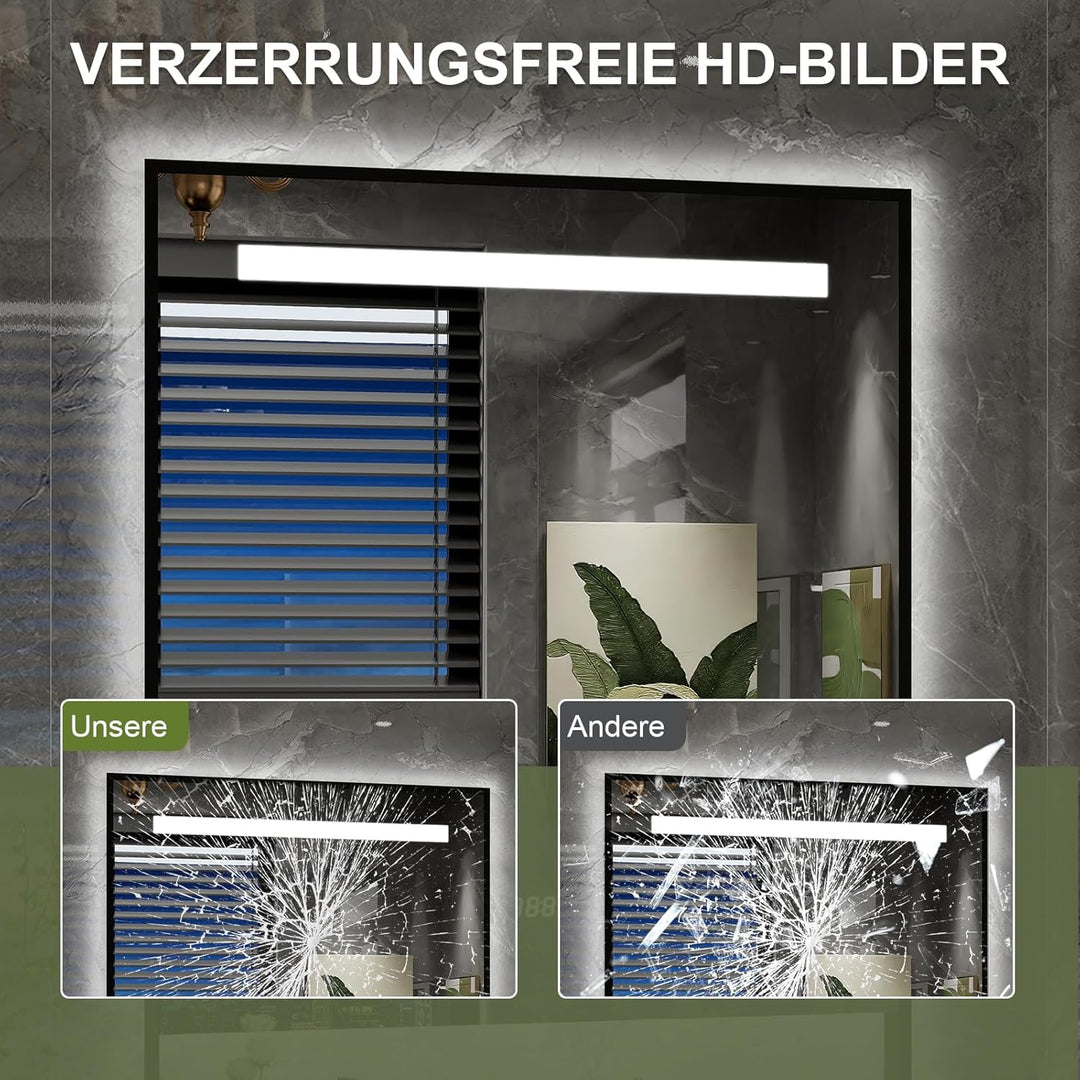 YU YUSING Badspiegel Badezimmerspiegel mit Beleuchtung mit Abnehmbarer Ablage 60x80cm, Wandspiegel L