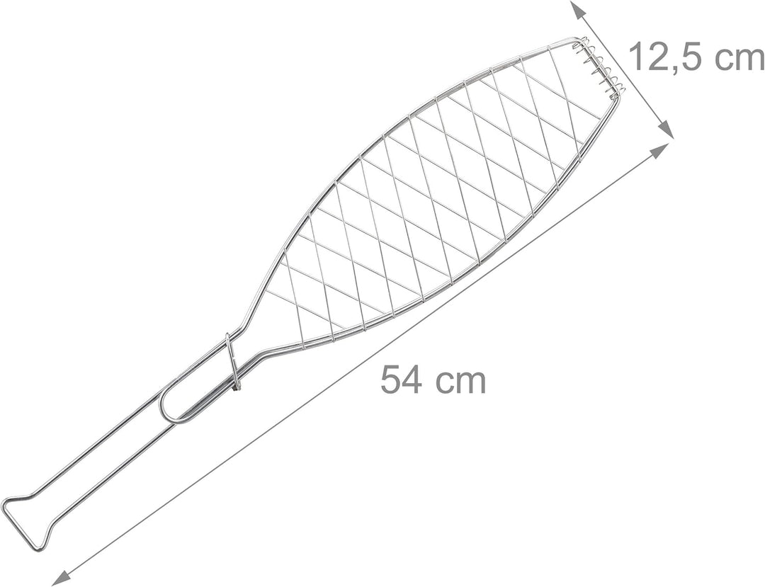 Relaxdays Fischbräter 3er Set, Edelstahl, mit Griff, 54 cm lang, Fischhalter zum Grillen, Grillgutha