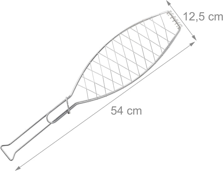 Relaxdays Fischbräter 3er Set, Edelstahl, mit Griff, 54 cm lang, Fischhalter zum Grillen, Grillgutha