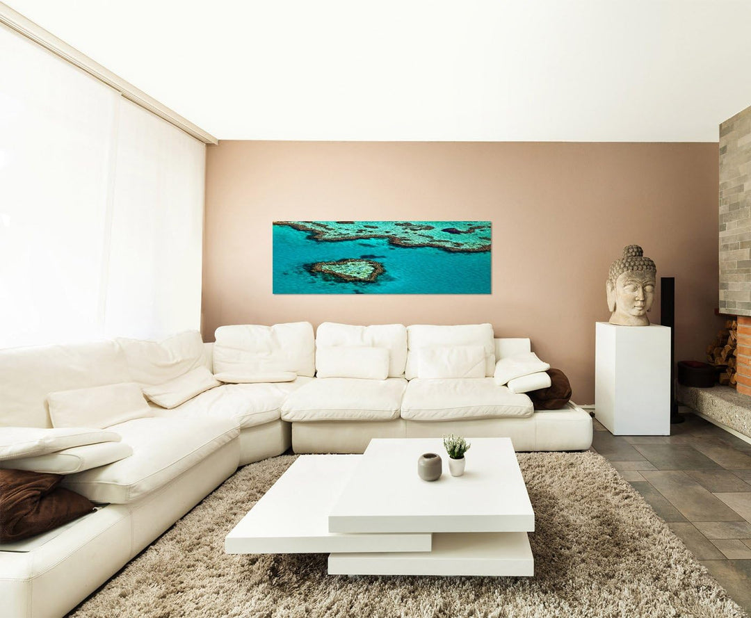 Paul Sinus Art Panoramabild auf Leinwand und Keilrahmen 150x50cm Australien Great Barrier Reef Herzf