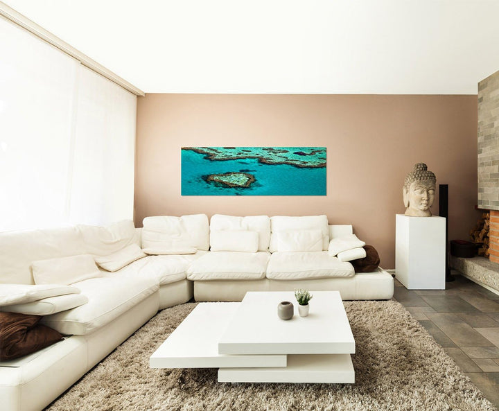 Paul Sinus Art Panoramabild auf Leinwand und Keilrahmen 150x50cm Australien Great Barrier Reef Herzf