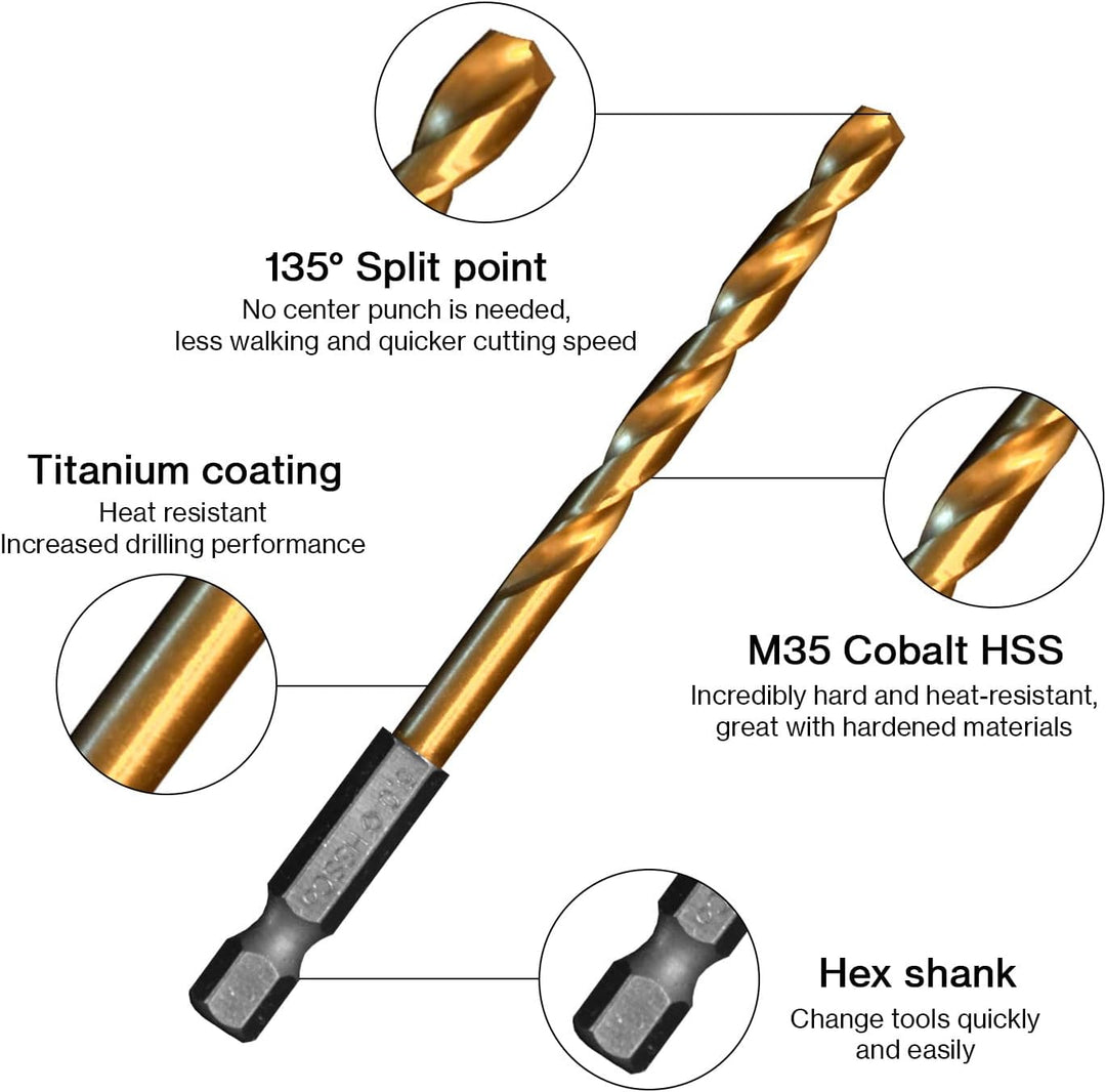 Metallbohrer Set aus Kobalt - Durchmesser 2,0 – 10,0 – HSS Bohrer Set Veredelt HSSCo (M35) – Bohrer