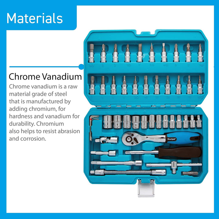 Blue Spot 01530 Steckschlüsselset, Chrom-Vanadium, 46-teilig 1 Mehrfarbig, 1 Mehrfarbig