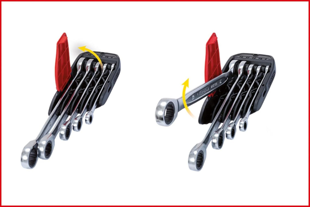 KS Tools 503.4255 GEARplus® Ratschenringmaulschlüssel-Satz, abgewinkelt, 5-tlg. 8-19mm
