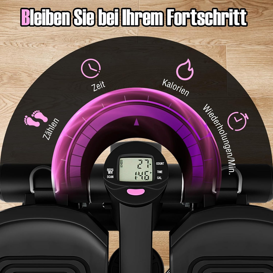 COSTWAY Mini-Stepper mit Widerstandbändern, 2 in 1 Up-Down Stepper mit verstellbarem Widerstand & LC