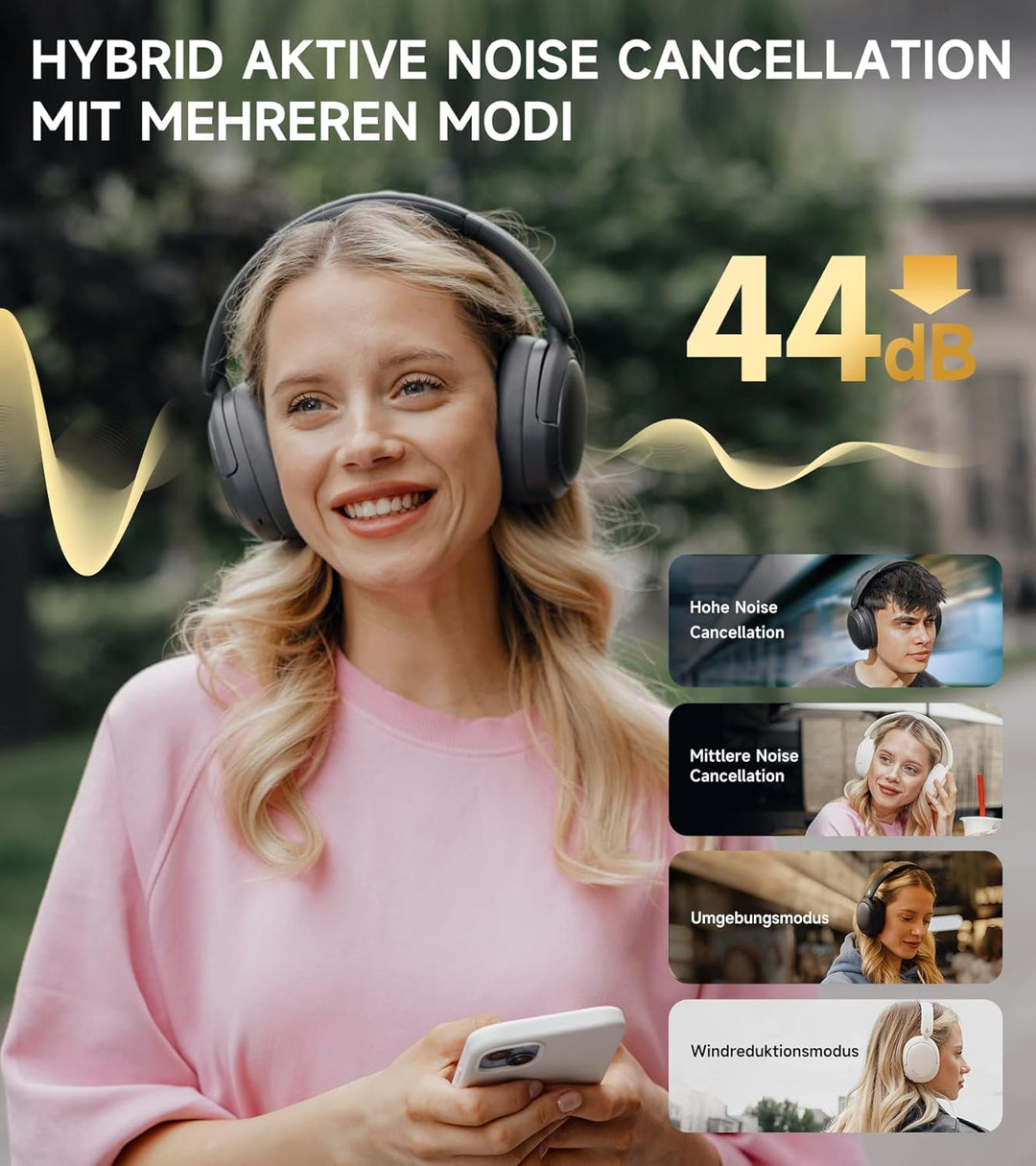 Edifier W800BT Pro Hybrid ANC Kopfhörer, Hi-Res Audio, 45Std. AKKU, Schnelles Aufladen, Faltbar, Kab
