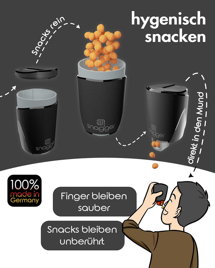 snagger (Doppelpack) - Der Snackspender / saubere Hände beim snacken / geeignet für Erdnüsse, NicNac