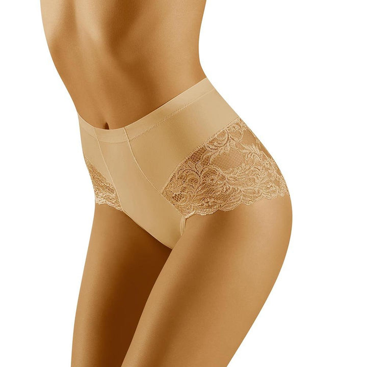 Wolbar Damen Sexy Shapewear-Slips Spitze Miederslip Hohe Taille Figurformende WB184 S Beige, S Beige