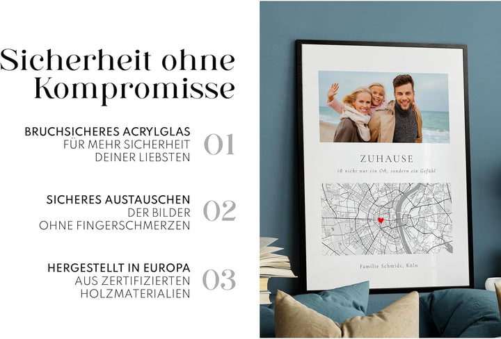 Bilderrahmen für 40 x 60 cm Schwarz Holz Dünner Rahmen | Posterrahmen Gross Collage | Picture Frame