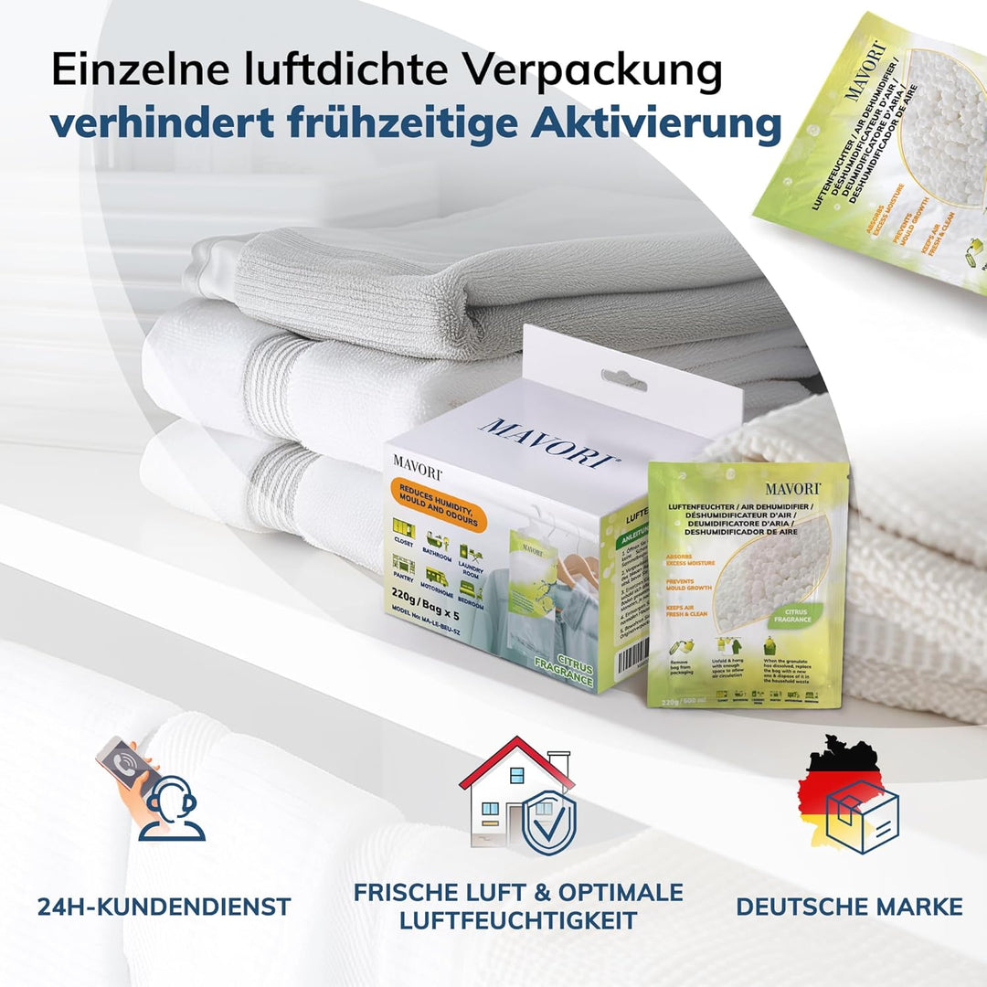 10er Set Luftentfeuchter zum Aufhängen I Luftentfeuchter Beutel I Entfeuchter Schrank und Feuchtigke