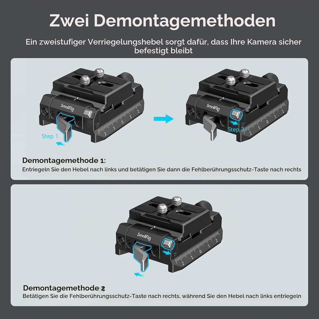 SmallRig Schnellwechselplatte und Klemme für Arca-Swiss Standard, mit Bottom Platte für Manfrotto 50