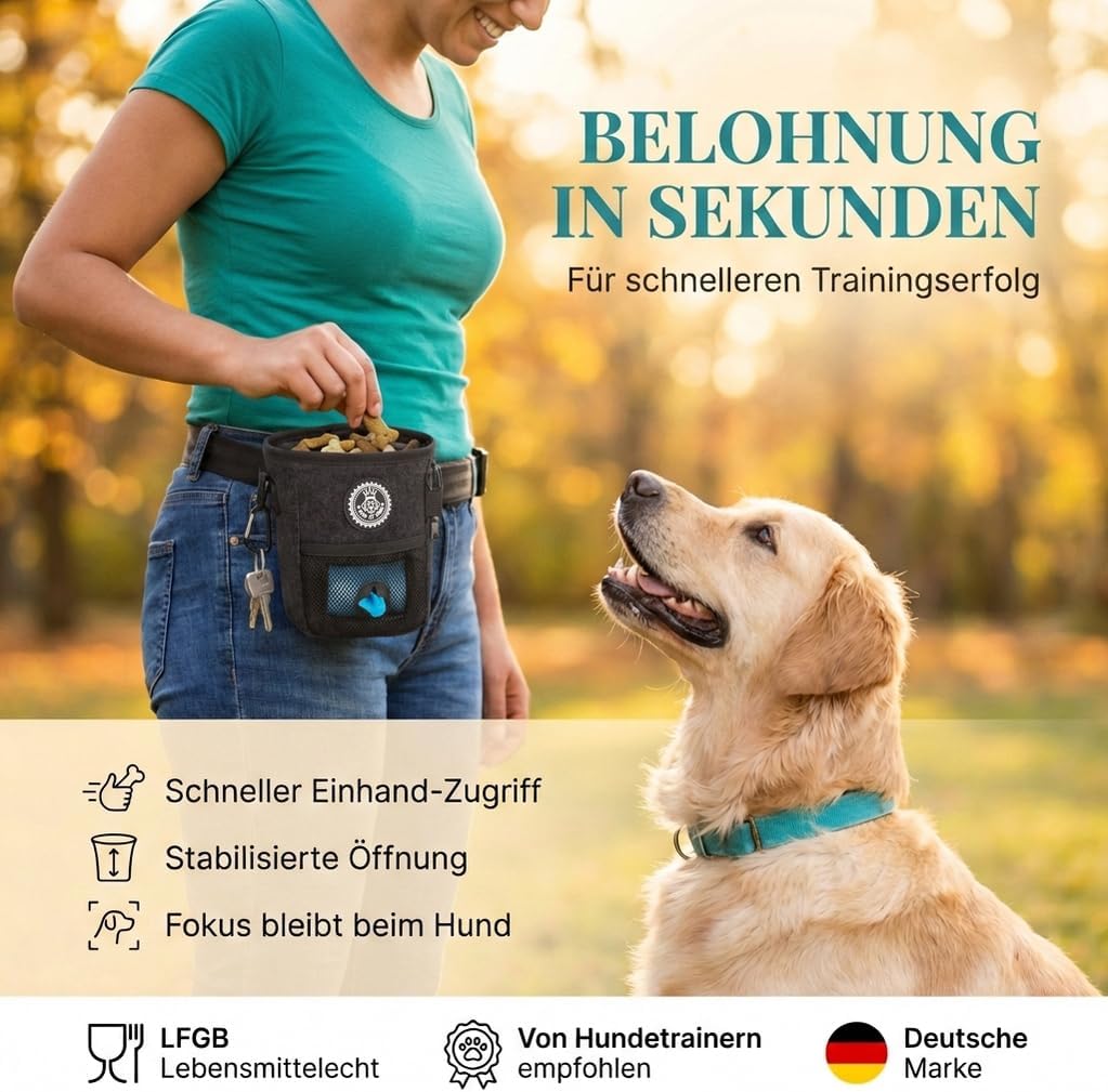 HUND IST KÖNIG® Leckerlibeutel für Hunde-Training - Robuster Futterbeutel Hunde, kompakt & funktiona