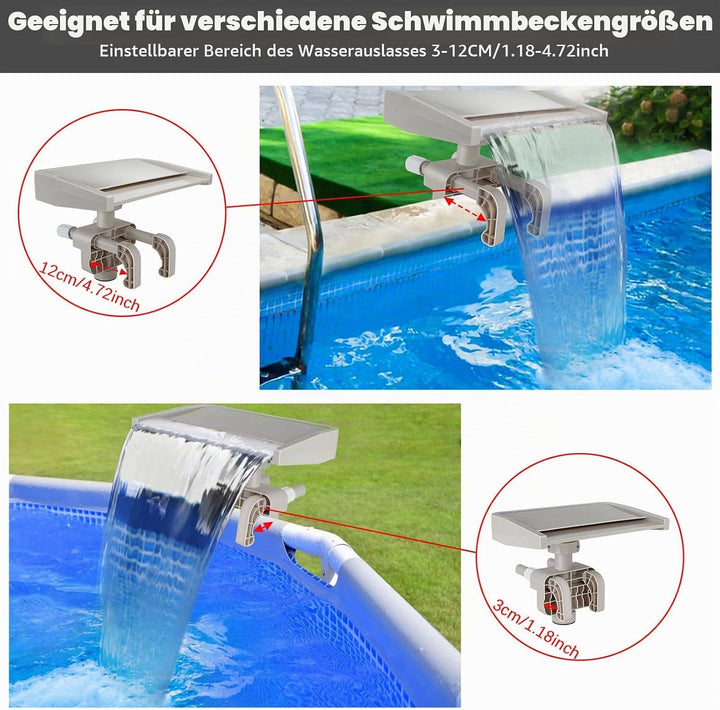 Entspannende Wasserfall-Kaskade, Oberirdischer Schwimmbadbrunnen, Überlaufbefestigung, Abnehmbarer P
