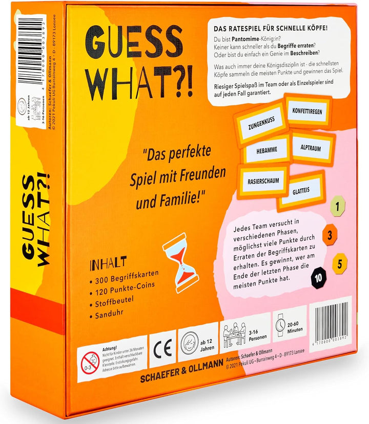 GUESS WHAT?! - Das Ratespiel für schnelle Köpfe! Begriffe erraten & Pantomime Spiel | Gesellschaftss