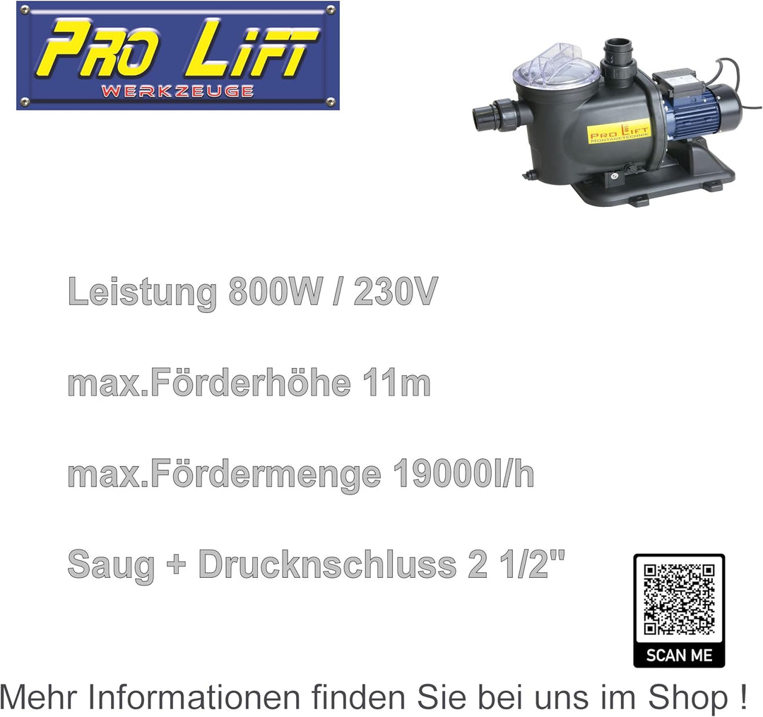Schwimmbadpumpe Wasserpumpe selbstansaugend 800W Filterpumpe 19000l/h Whirlpoolpumpe Kreiselpumpe 23