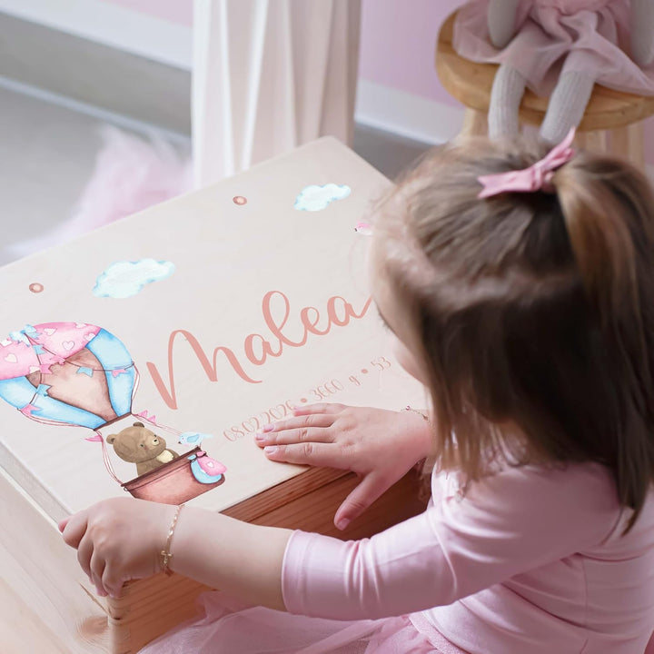KIDSMOOD - Erinnerungsbox Baby, personalisierte Holzkiste mit Deckel, Ideal zur Aufbewahrung von Eri