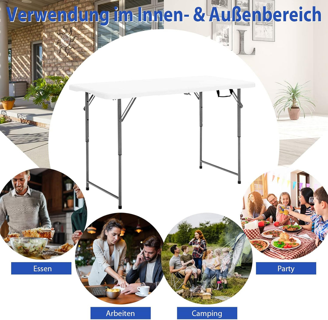 COSTWAY Campingtisch höhenverstellbar, tragbarer Klapptisch, klappbarer Gartentisch mit Tragegriff,