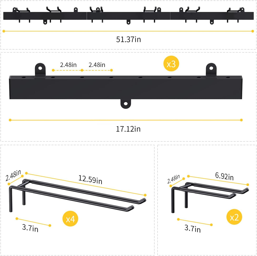 Bomclap Garagen Gerätehalter 46 inch, Metall Wandhaken 12 Haken Werkzeugregal Wand Werkzeughalter fü