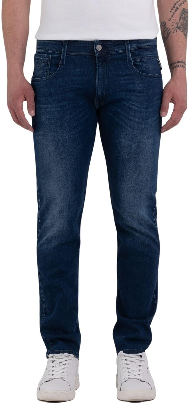 Replay Herren Jeans Anbass Slim-Fit mit Comfort Stretch 28 Medium Blue 009, 28 Medium Blue 009