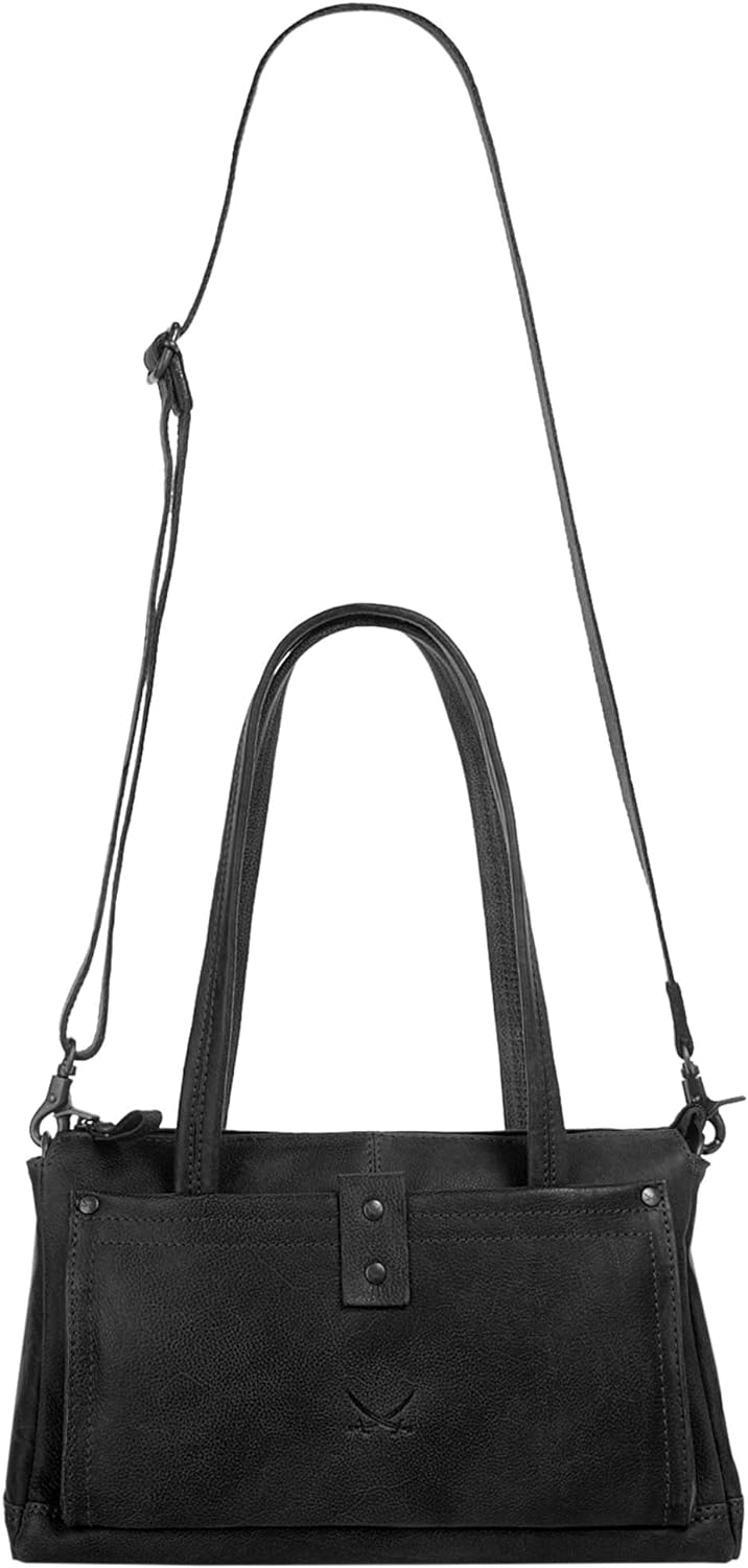 Sansibar Umhängetasche echt Leder Herren, Damen - 019708 Schwarz, Schwarz