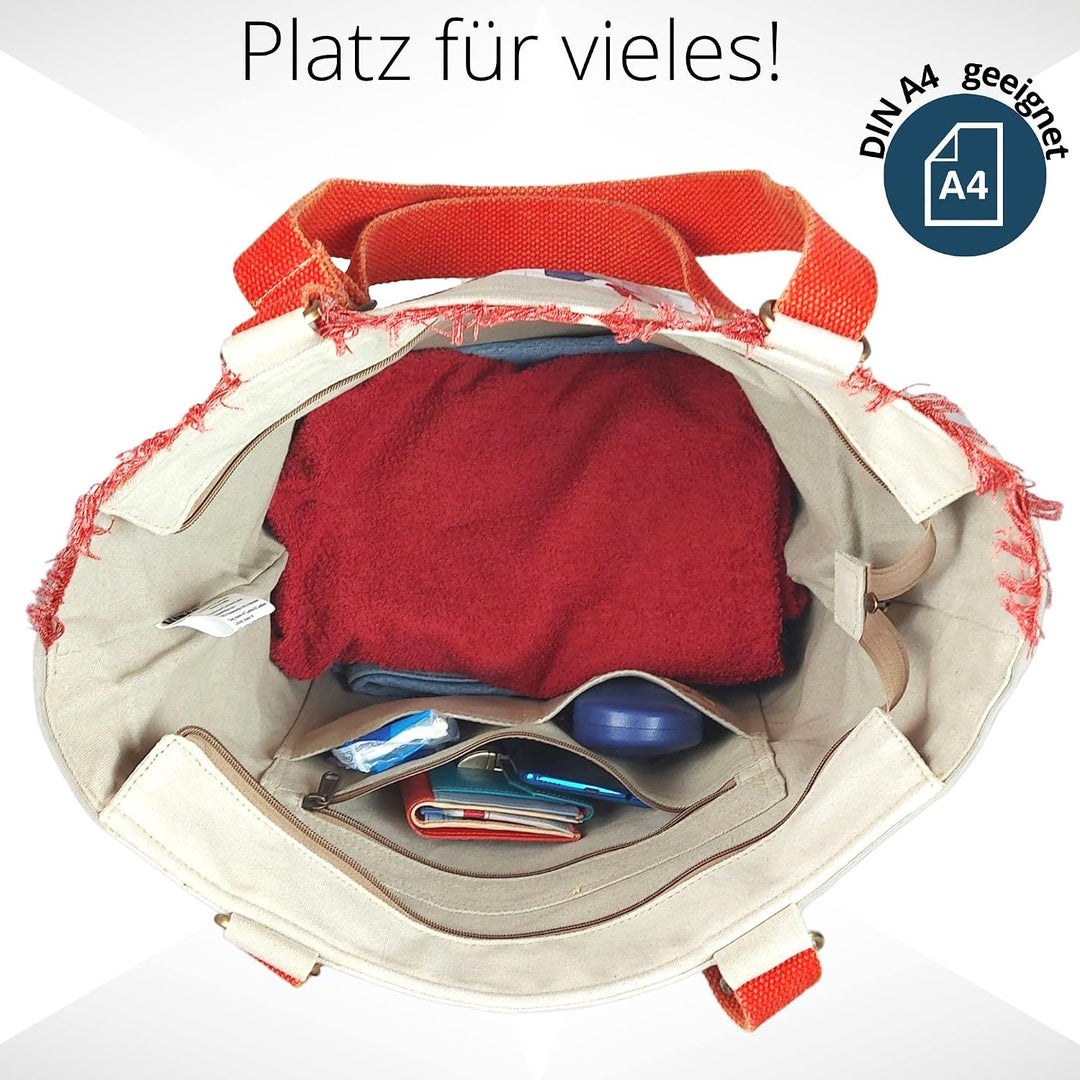 Sunsa XXL Damen Handtasche. Grosse Tasche aus Canvas. Vegane Strandtasche/Schultertasche. Weekender