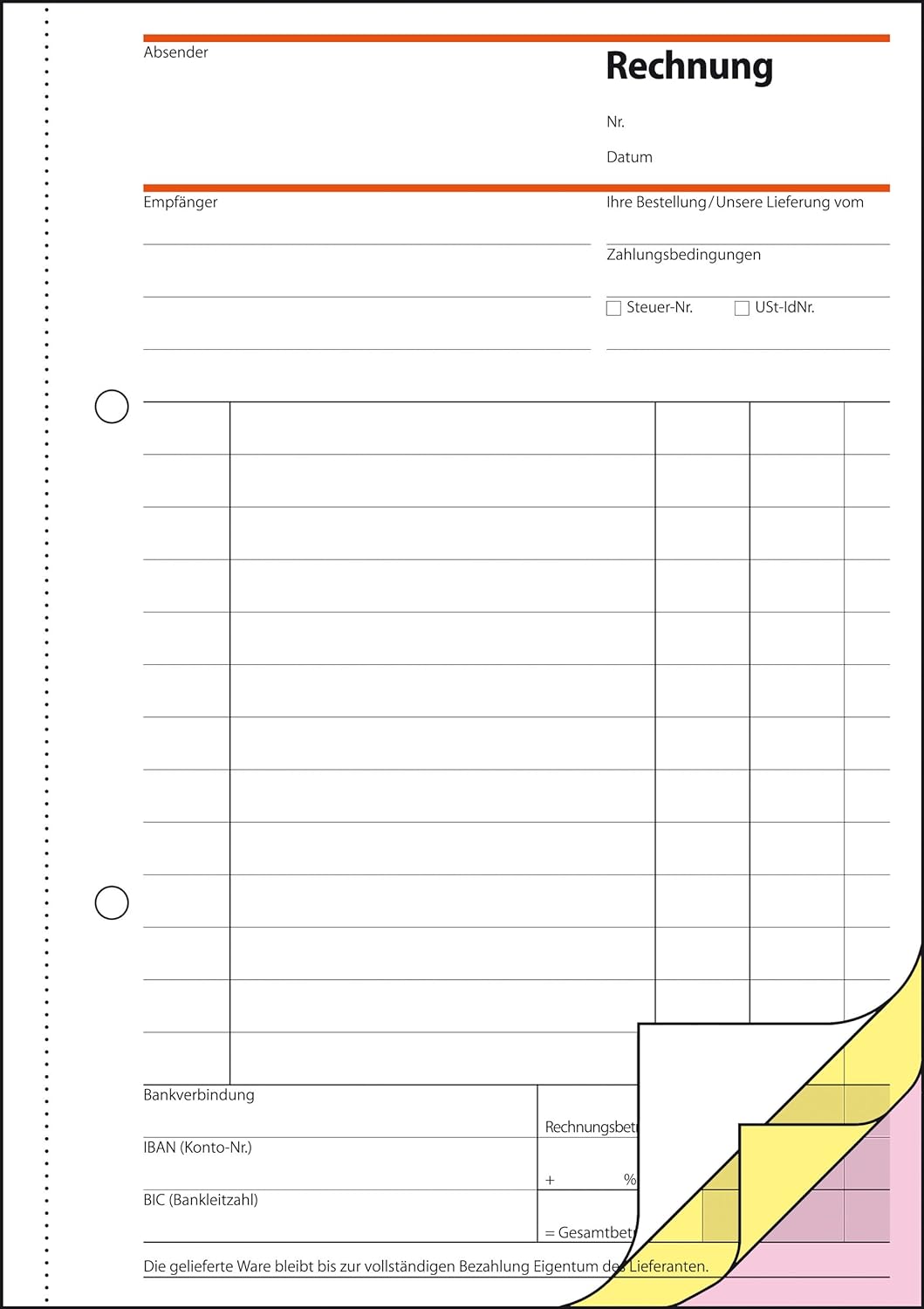 SIGEL SD032/5 Rechnungen, A5, 3x40 Blatt, selbstdurchschreibend, 5er Pack 5 Stück á 40 Blatt ohne Nu