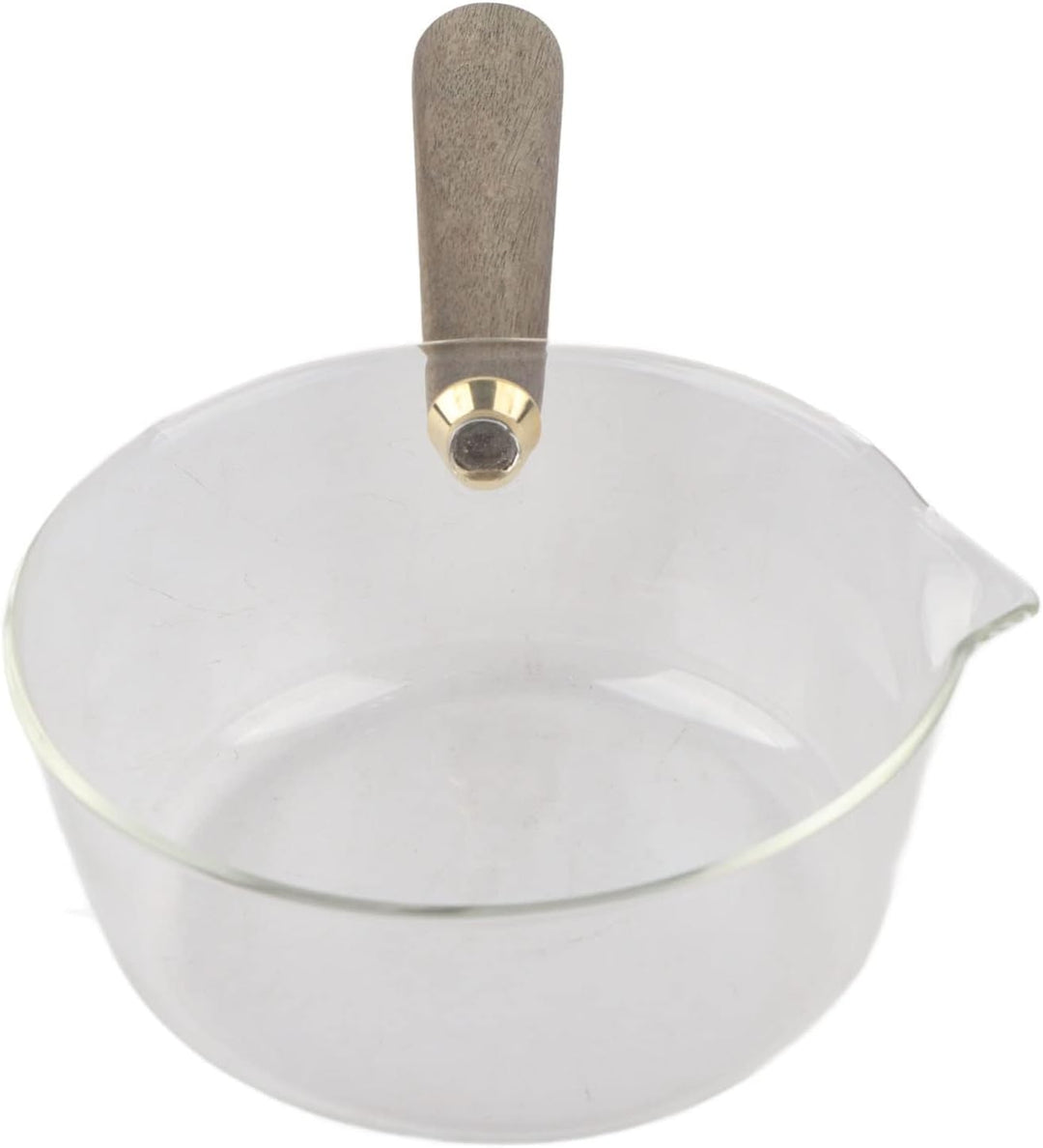 Stielkasserolle, Glas Milchtopf mit Holzgriff Kochtopf Stieltopf Nudeltopf mit V-förmige Tülle Sauce