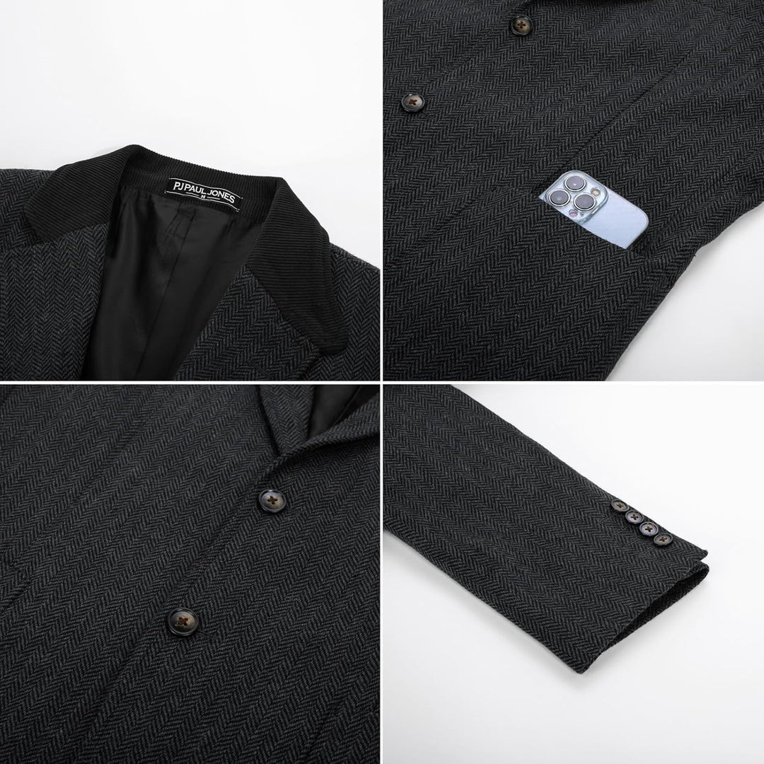 PaulJones Sakko Herren Vintage aus Woll Blazer mit Reverskragen Tweed Sakko Herren Regular fit XL Gr