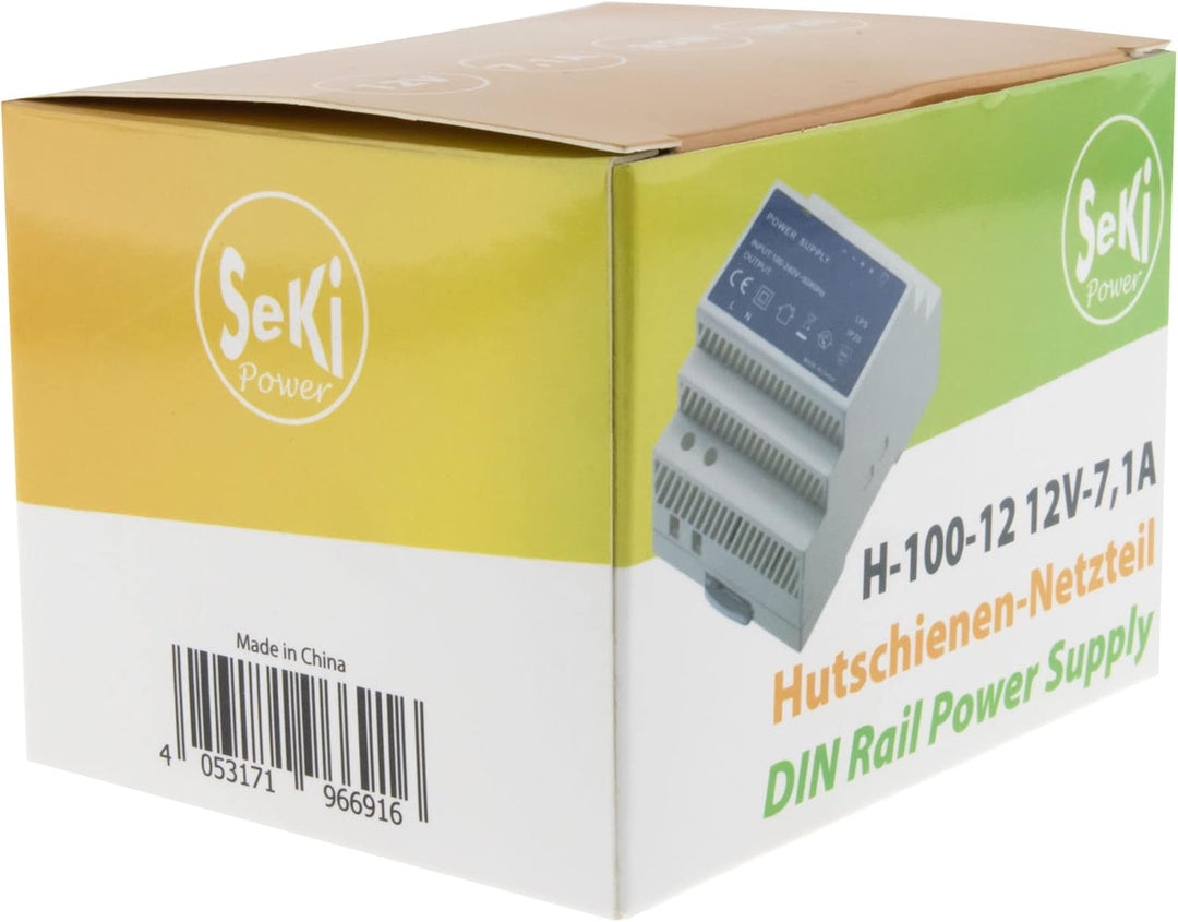 SeKi Hutschienen-Netzteil H-100-12 - 12V - 7,1A - 85W DIN Rail - DIN Schienen Netzteil, 85 Watt (7,1