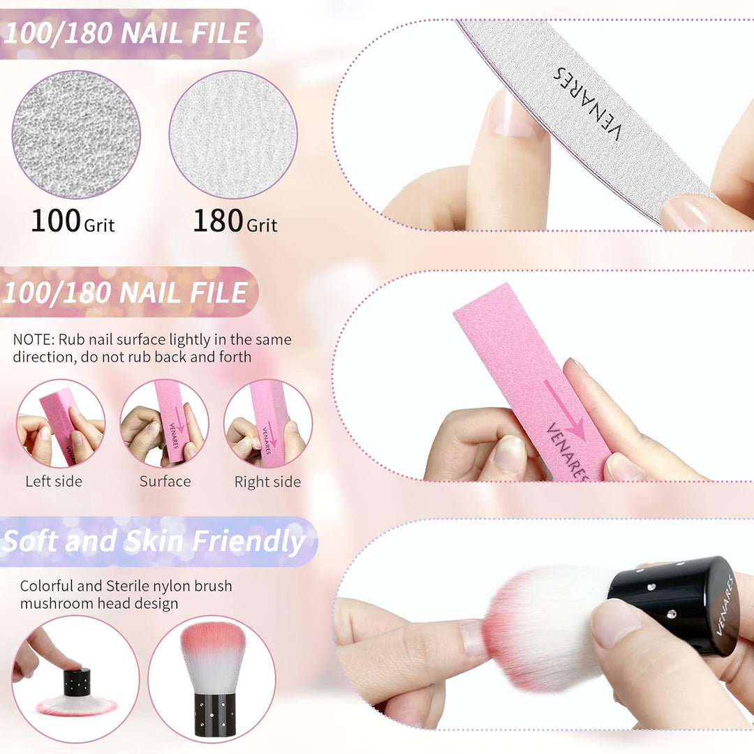 Acryl Künstlich Nagelspitzen, Venares 500 Stücke Falsche Nagel Nageltips Französisch, 10 Grössen Nag
