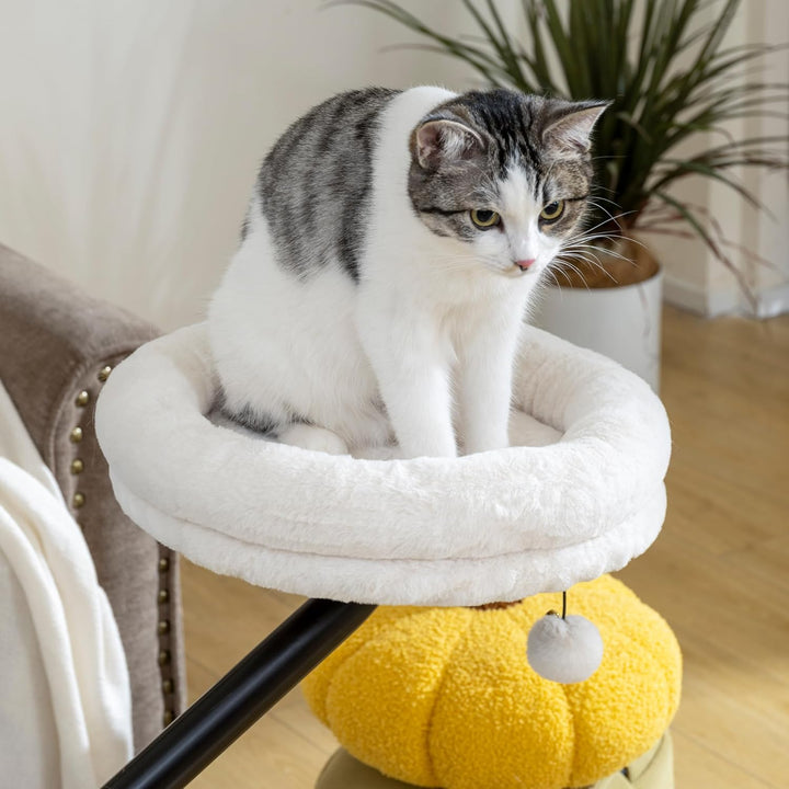 PawHut Katzen-Schreibtischbett, Katzenbett für Schreibtisch mit 360°Drehung, Verstellbarer Höhe, Kat
