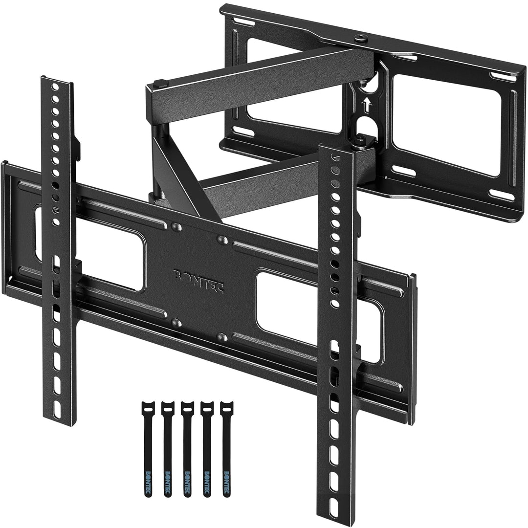 BONTEC TV Wandhalterung für 26-65 Zoll Flach- und Curved-Fernseher, Schwenkbar und Neigbar, Ausziehb