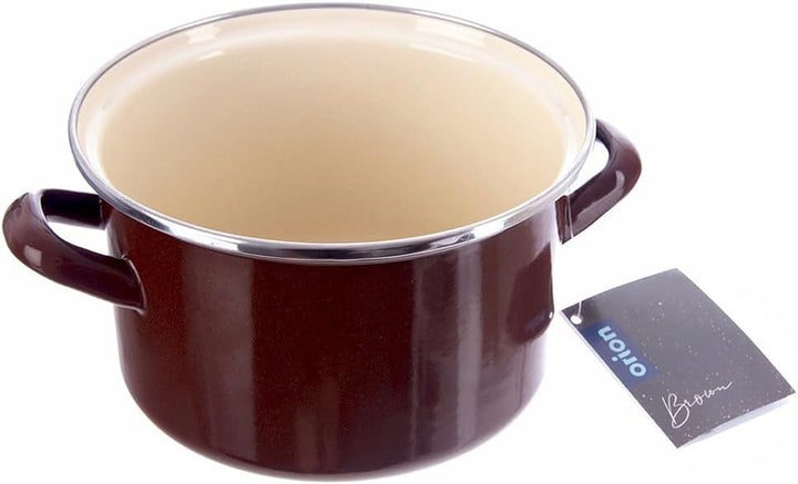 Emaille-Topf Kochtopf Schmortopf emailliert BROWN 18 cm 2 L