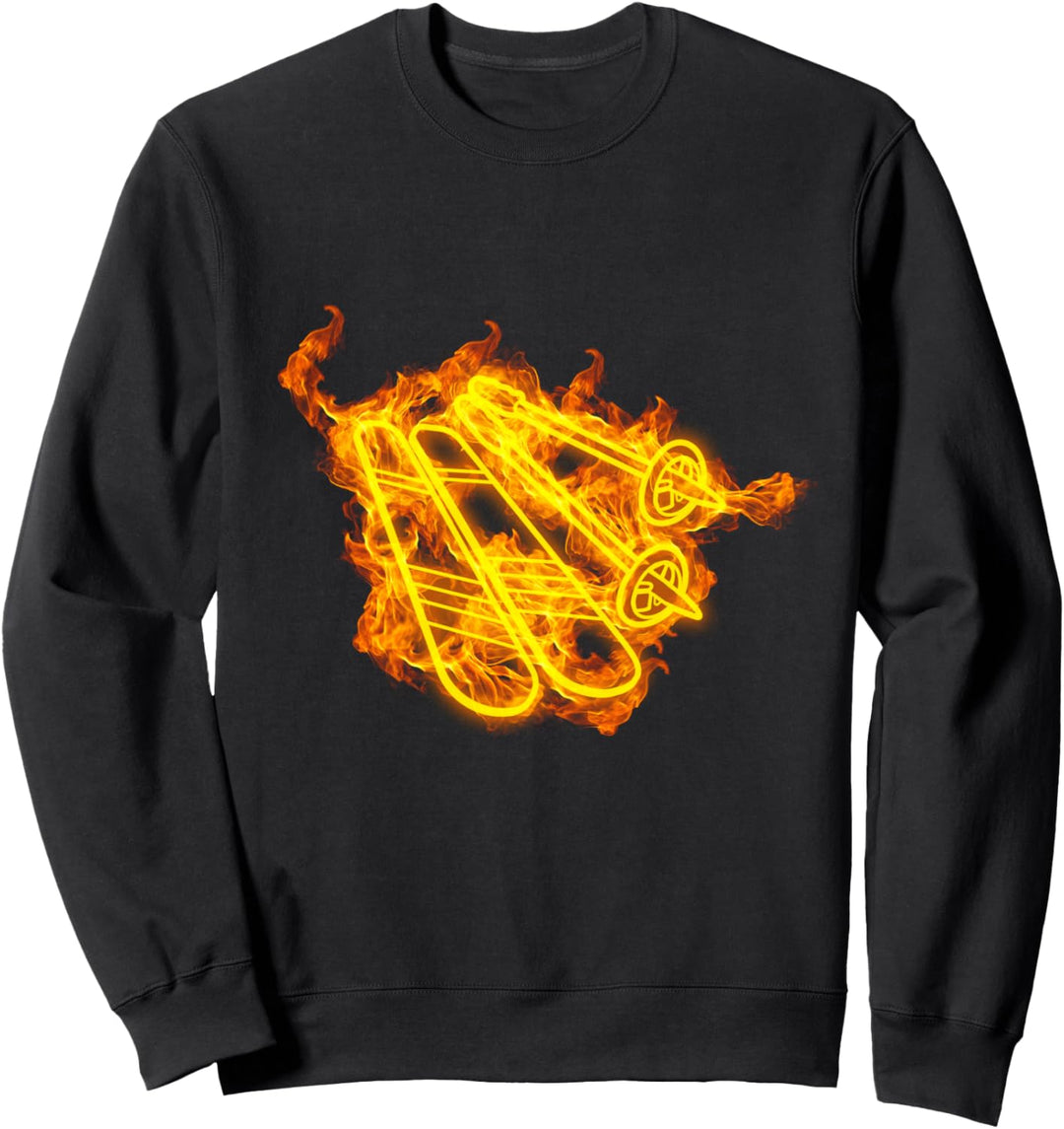 Feuer Schnee Skier Flammen Ski Skifahren Skifahrer Sweatshirt
