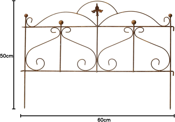 ecosoul Beetzaun Gartenzaun Rankhilfe Metall Eisen Rost Deko 50cm hoch x 60cm lang Zaun Zaunelement