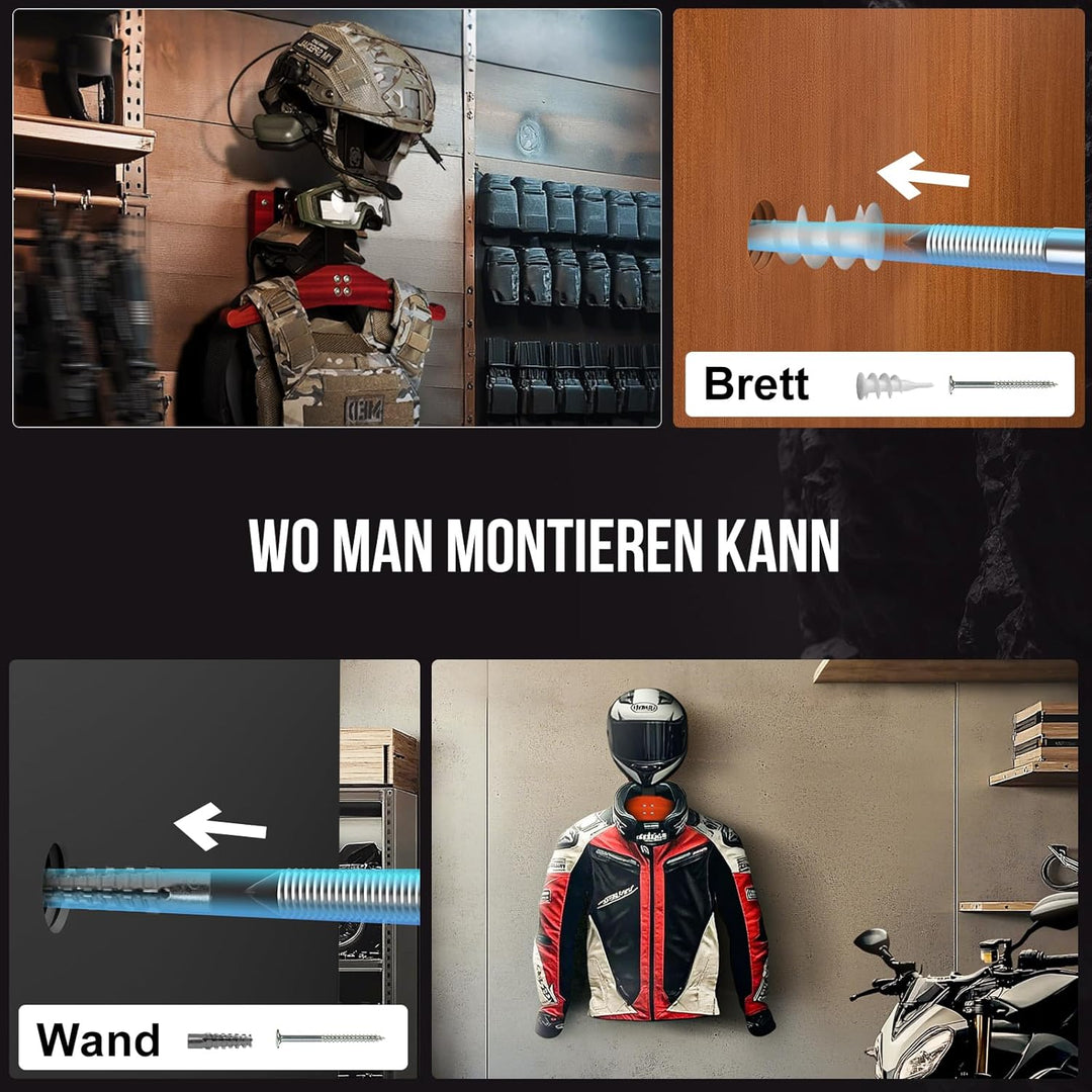 OneTigris Motorrad Garderobe Wand Ver. 2.0 – Helmhalterung & Westenhalter für Helm, Lederkombi & Mot