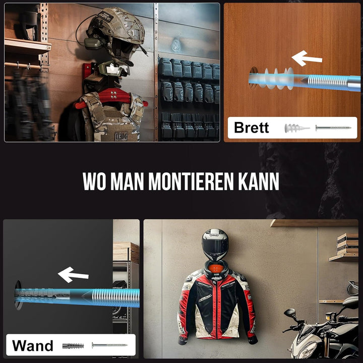 OneTigris Motorrad Garderobe Wand Ver. 2.0 – Helmhalterung & Westenhalter für Helm, Lederkombi & Mot