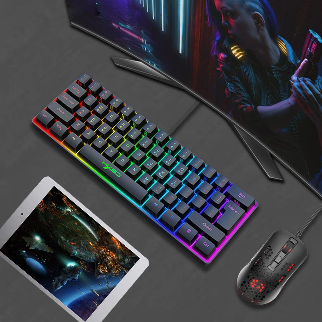 KUIYN 60% kabelgebundene kompakte Gaming-Tastatur 61 Tasten 11 Full Key RGB-Hintergrundbeleuchtungse